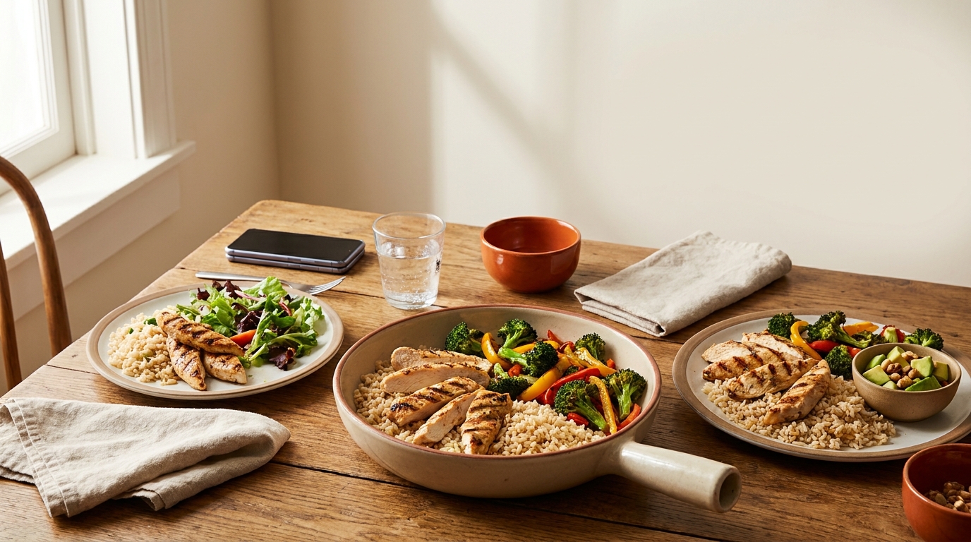 You're cutting. Your partner isn't. You don't need two separate meal plans — you need one smart system. Here's how to...